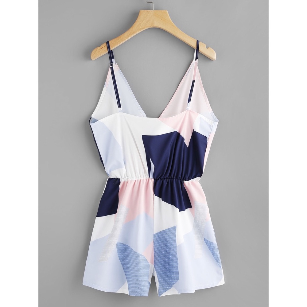LAST ONE! Geo Printed Surplice Neckline Romper - Picture 4 of 7